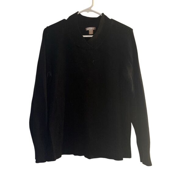 Black Pullover Sweater 2XL Crew Neck Long Sleeve Casual Knit - Picture 1 of 5